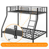Metal Bunk Bed, Twin Over Full Size Support For Adults Teens, Black