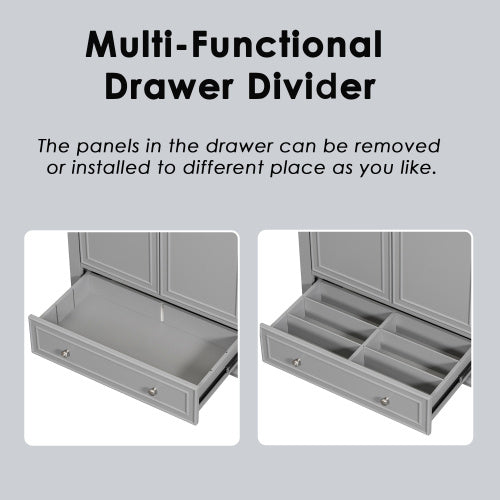 30 Bathroom Vanity With Sink Combo, Multi-functional Bathroom Cabinet With Doors And Drawer, Solid Frame And MDF Board, Grey