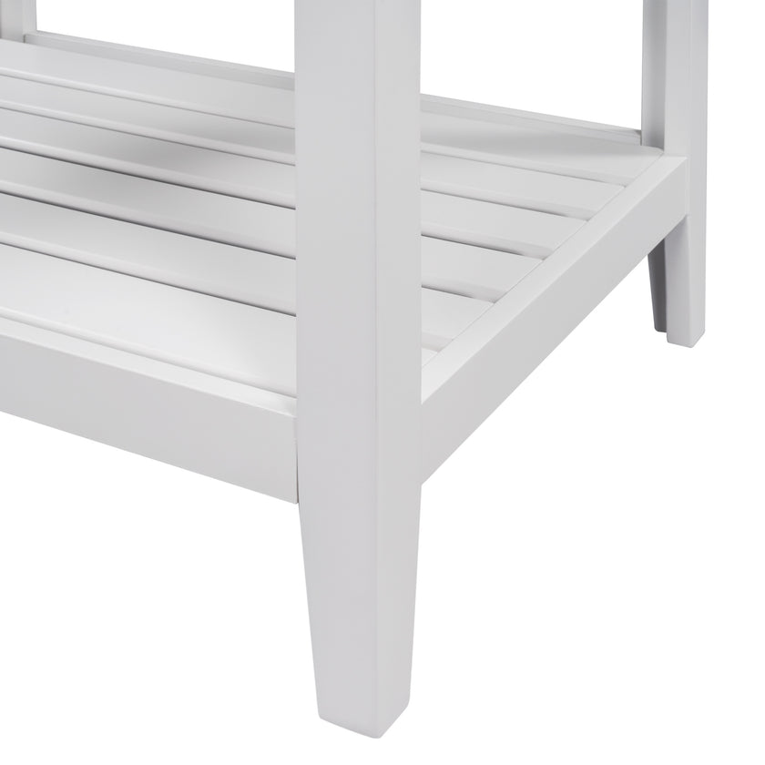 24 White Modern Sleek Bathroom Vanity Elegant Ceramic Sink With Solid Wood Frame Open Style Shelf