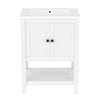 24 White Modern Sleek Bathroom Vanity Elegant Ceramic Sink With Solid Wood Frame Open Style Shelf