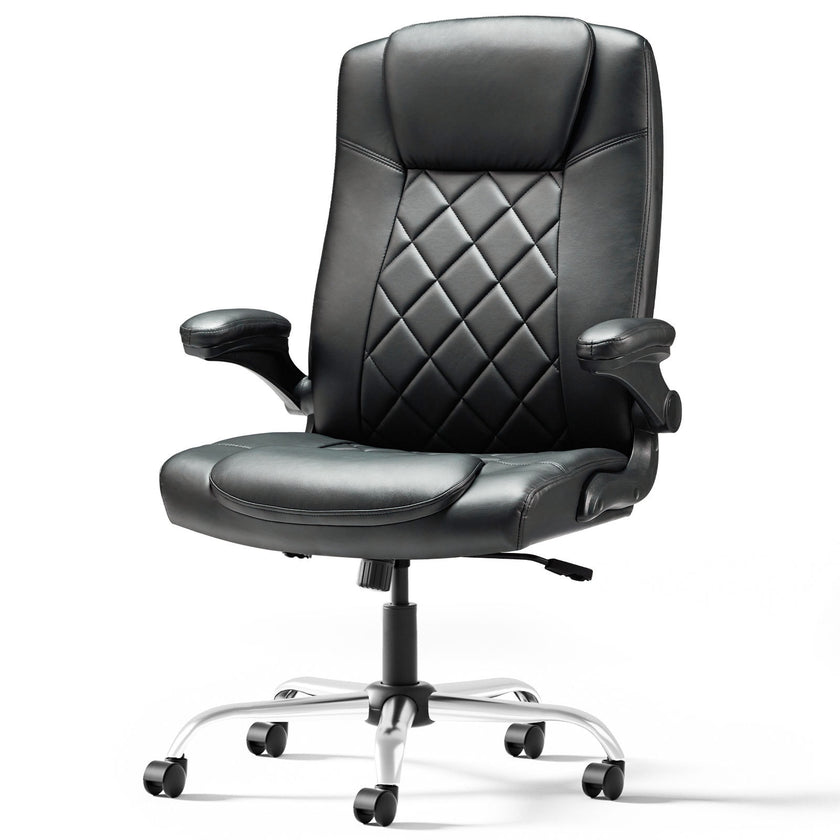 Leather Executive Office Chair With Arm & Rocking Function