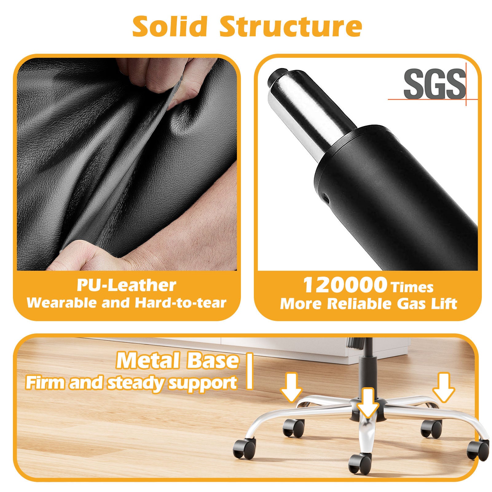 Leather Executive Office Chair With Arm & Rocking Function