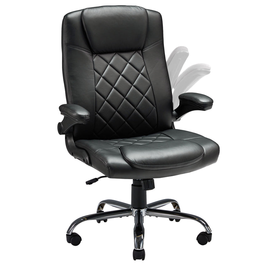 Leather Executive Office Chair With Arm & Rocking Function