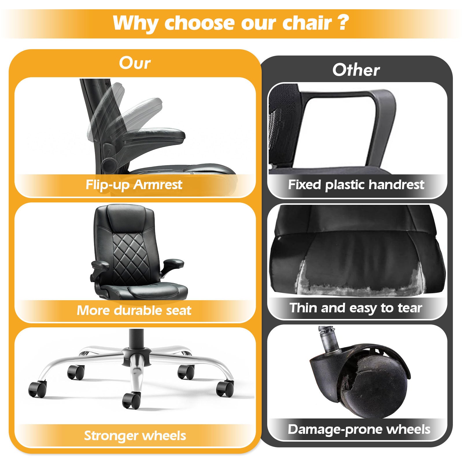 Leather Executive Office Chair With Arm & Rocking Function