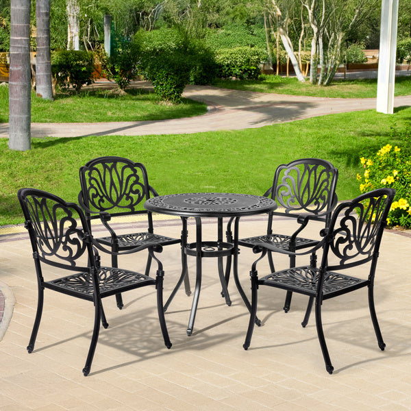 2pcs Black Cast Aluminium Stacking Chair
