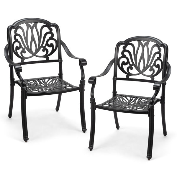 2pcs Black Cast Aluminium Stacking Chair