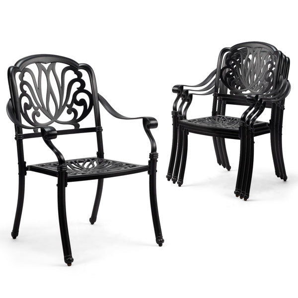 2pcs Black Cast Aluminium Stacking Chair