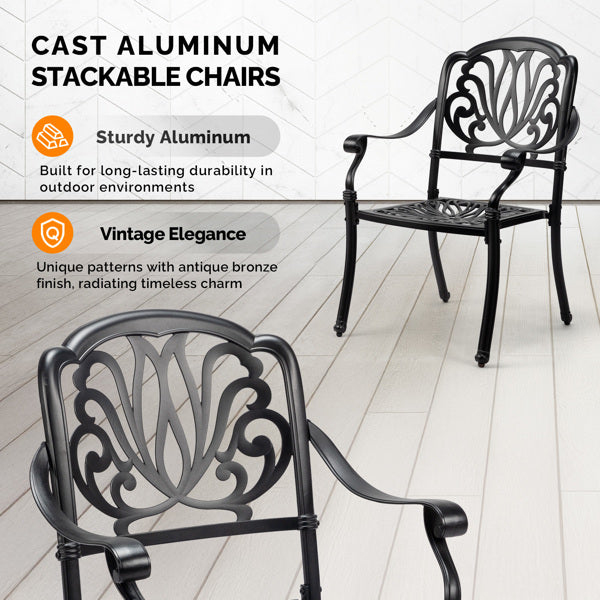 2pcs Black Cast Aluminium Stacking Chair