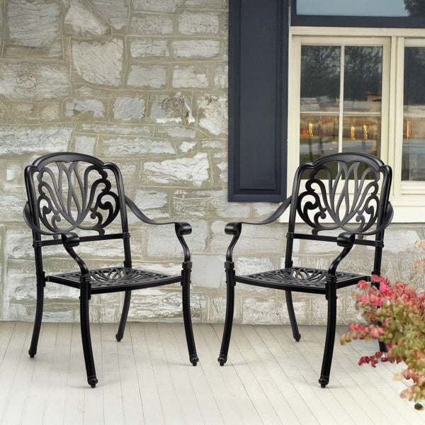 2pcs Black Cast Aluminium Stacking Chair