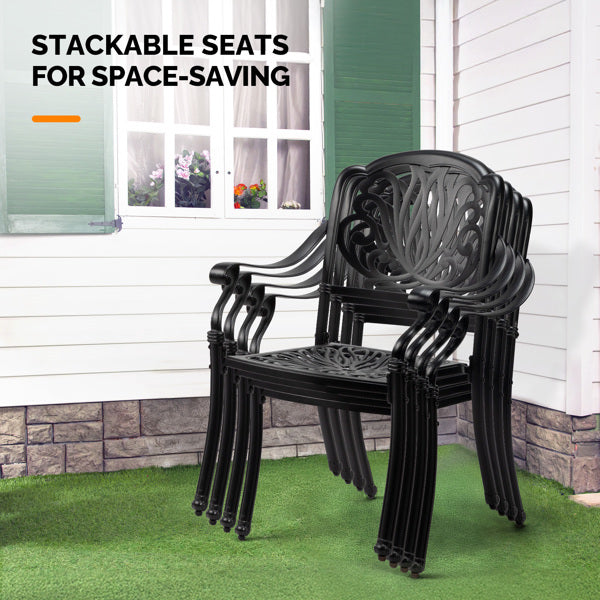 2pcs Black Cast Aluminium Stacking Chair