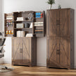 Tall Wooden Storage Cabinet With 4 Barn Doors, Adjustable Shelves And 12 Door Shelves 5-Tier Kitchen Pantry Storage Cabinet