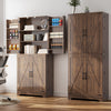 Tall Wooden Storage Cabinet With 4 Barn Doors, Adjustable Shelves And 12 Door Shelves 5-Tier Kitchen Pantry Storage Cabinet