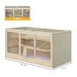 Hamster Cage 3 Tiers Wooden Big Habitat Mice Rat Exercise Play House Pen Opening Roof Ramps