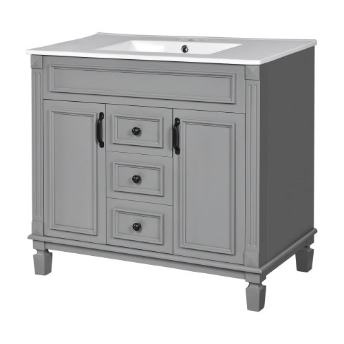 36'' Bathroom Vanity With Top Sink, Modern Bathroom Storage Cabinet With 2 Soft Closing Doors And 2 Drawers, Single Sink Bathroom Vanity