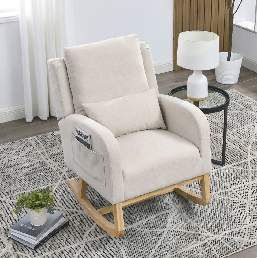 Welike 27.5W Modern Accent High Back Armchair Rocker With Lumbar Pi