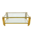 Modern Stainless Steel Coffee Table Set Set Of 3, Double-Layer Clear Tempered Glass Table Top, Coffee Table  Two End Side Table 3-Pieces Sets For Living Room Home Office