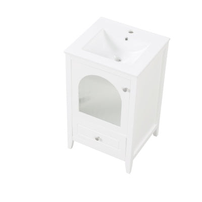 20 Bathroom Vanity With Sink, Bathroom Cabinet With Soft Closing Glass Door, A Drawer, Black