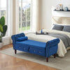 63.38Velvet Multifunctional Storage Rectangular Ottoman Bench Comes With Crystal Buckle Solid Wood Legs With 1 Pillow