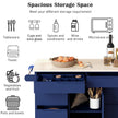 K&K Store Kitchen Cart With Rubber Wood Top, 8 Handle-Free Drawers