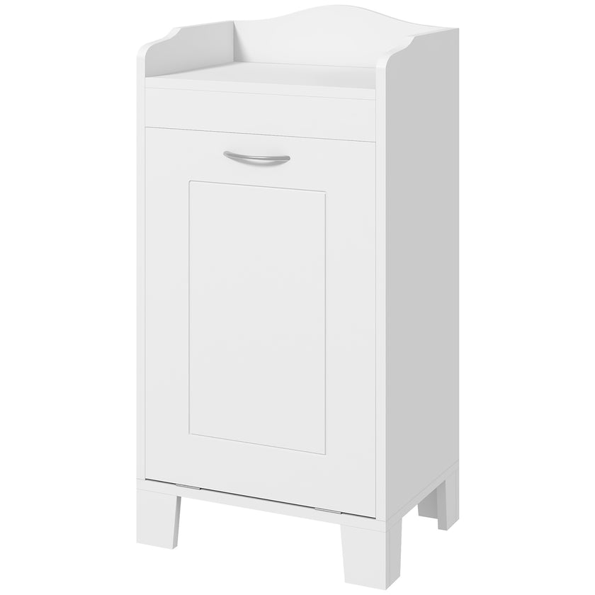 31  Tilt Out Laundry Hamper, Free Standing Bathroom Storage Cabinet  Home Organizer, White