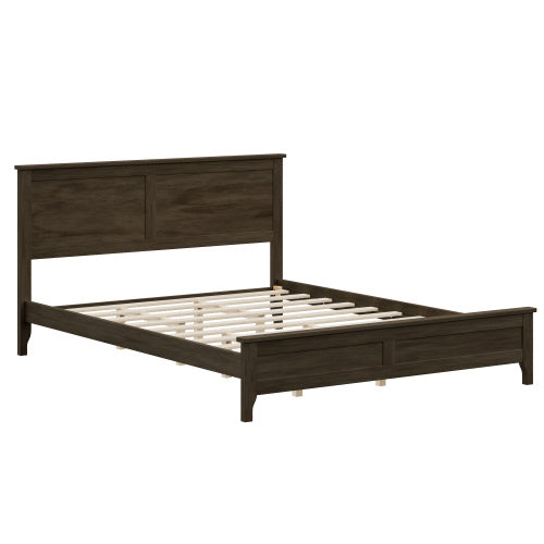 Modern Solid Wood Queen Size Platform Bed With Sturdy Wooden Slats Support,No Box Spring Needed, Espresso