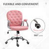 Vinsetto Vanity PU Leather Office Chair, Mid Back, Tufted Swivel Task Chair, Adjustable Height, Pink