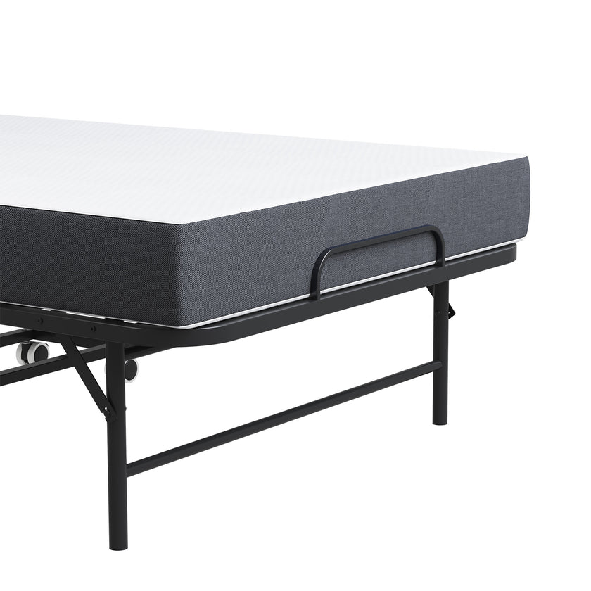 Twin Folding Bed With Memory Foam Mattress, Portable Foldable Extra Bed, Rollaway Bed For Guests, And Sturdy Metal Frame