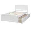 Twin Size Platform Bed With Two Drawers, White
