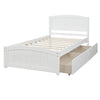 Twin Size Platform Bed With Two Drawers, White