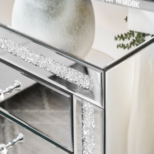 21.5 Inch X15.8 InchX26.8 InchSilver Mirror Three Drawer Cabinet,Multi Functional Storage Cabinet