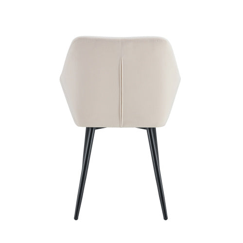 Leisure Modern Living Dining Room Accent Arm Chairs Club Guest With Strong Black Metal Legs, Set Of 2, TEDDY Fabric Beige
