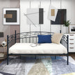 Metal Daybed Frame Multifunctional Mattress Foundation Bed Sofa With Headboard, Twin, Black
