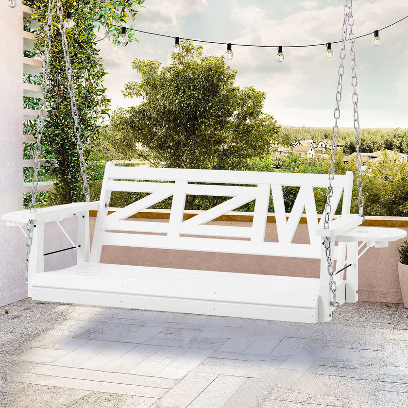 Wooden Outdoor Porch Swing With 2-Seat