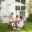 Outdoor 4-Seat Kids Picnic Table Bench Set With Removable Umbrella