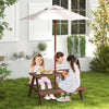 Outdoor 4-Seat Kids Picnic Table Bench Set With Removable Umbrella