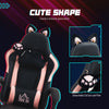 Cute Racing Gamer Chair, Faux Leather Gaming Chair With Footrest, Headrest And Lumbar Support, Black