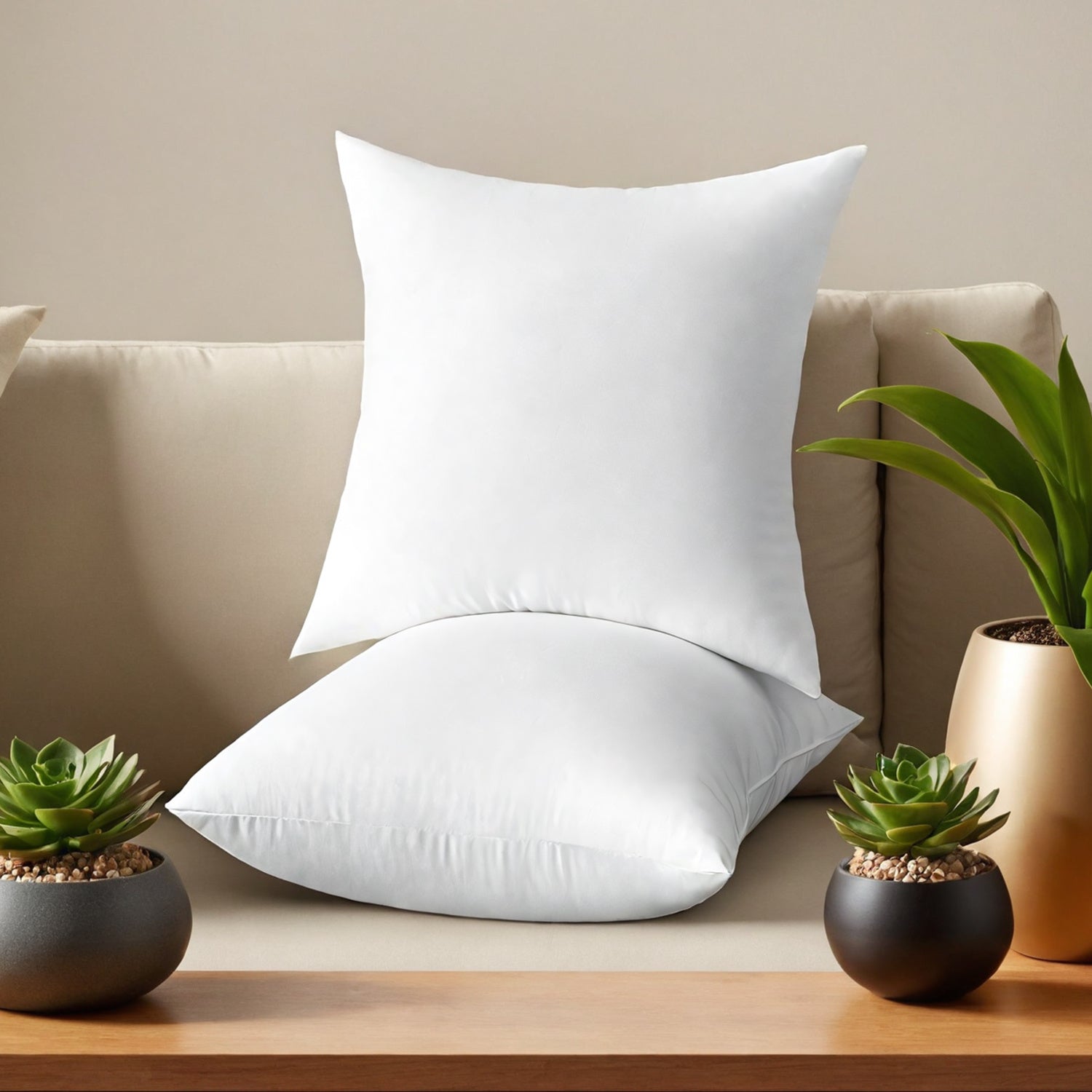 White Square Pillow Two Bubble Bags Suitable For Bed Cushions, Sofa Cushions, Garden Cushions, Cushion Core, Breathable, Hand Washable, OKO-100 Certified