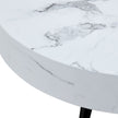 31.5 White Marble-Patterned MDF Round Coffee Table With Black Metal Legs.Adjustable Feet,Coffee Table,Round Table Design,MDF Material,White Marble Pattern