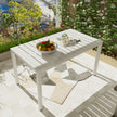 55 Inch White Modern Long Table - Indoor Outdoor Multi-Purpose Dining Table, Patio Table, Garden Table - Lightweight PP Tabletop With Metal Legs For Kitchen, Courtyard, Terrace Gatherings