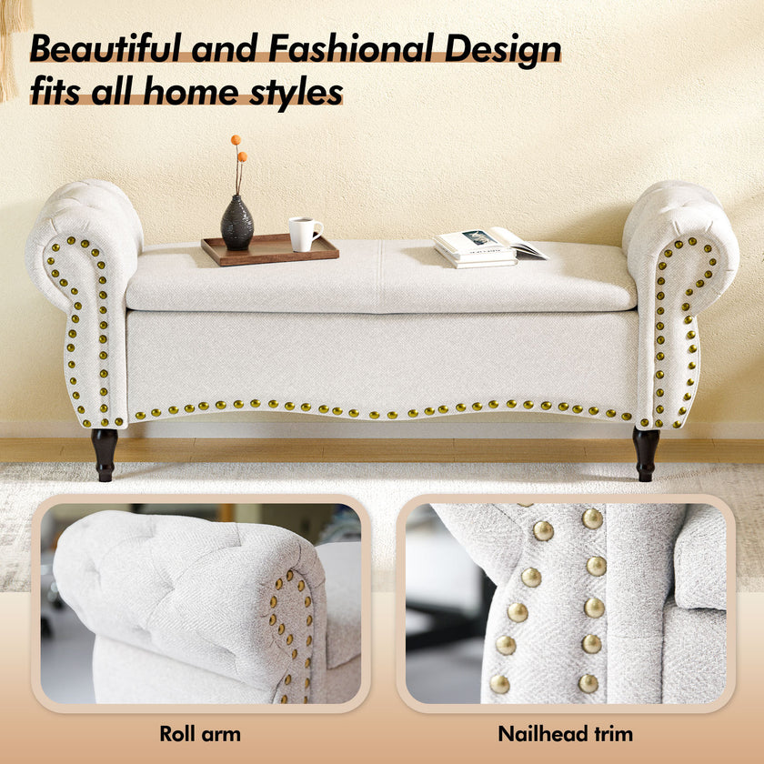 53 Length Upholstered Bench & Ottoman