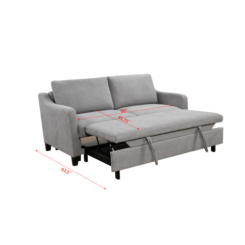 69 Inch 3-in-1 Convertible Queen Sofa Bed, Modern Fabric Love Seat Futon Sofa Sofa With Pull Out Bed, Small Love Seat Lounge Sofa With Reclining Back, Living Room Furniture,