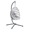 GRHeavy-Duty Iron Hanging Chair With Wicker Weave   Single Person Swing For Indoor  Outdoor Gray