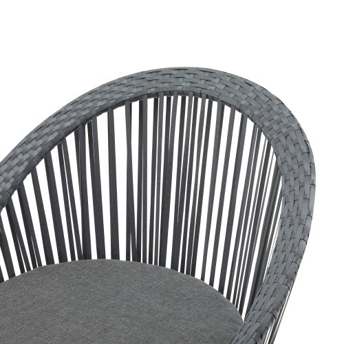 Set Of 2  26.7 Modern Gray Wicker Lounge Chair With Rattan And Iron Frame, Featuring A Stylish Round Design, Perfect For Living Room, Patio, Or Balcony Relaxation