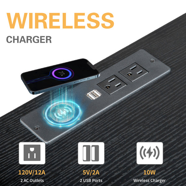 Black Single Drawer Bedside Table With Socket And LED Light