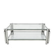 Modern Stainless Steel Coffee Table Set Set Of 3, Double-Layer Clear Tempered Glass Table Top, Coffee Table  Two End Side Table 3-Pieces Sets For Living Room Home Office