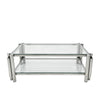 Modern Stainless Steel Coffee Table Set Set Of 3, Double-Layer Clear Tempered Glass Table Top, Coffee Table  Two End Side Table 3-Pieces Sets For Living Room Home Office
