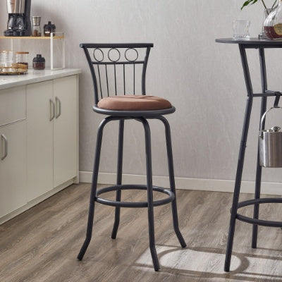 3 Bar Table And Chairs Set For Dining Room Industrial Counter Height Bar Chairs With Metal Back, Fabric Seat