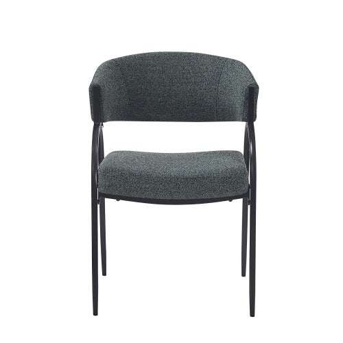 Upholstered Dining Chairs With Metal Legs Set Of 2,Dark Green Black