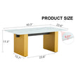 Modern Minimalist Tempered Glass With Sticker Desktop Coffee Table And Dining Table, Paired With Golden MDF Decorative Columns. Computer Desk. Game Table. CT-1546