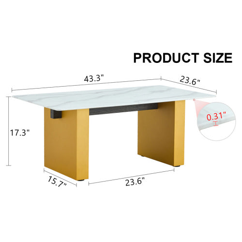 Modern Minimalist Tempered Glass With Sticker Desktop Coffee Table And Dining Table, Paired With Golden MDF Decorative Columns. Computer Desk. Game Table. CT-1546